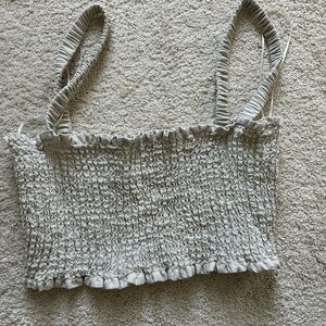 Reformation Textured Gray Crop Top - linen